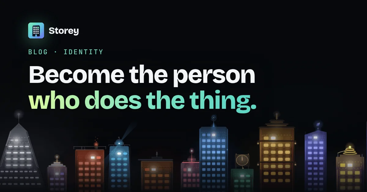 Storey App : habitudes basées sur l'identité – un horizon nocturne de tours d'habitudes lumineuses